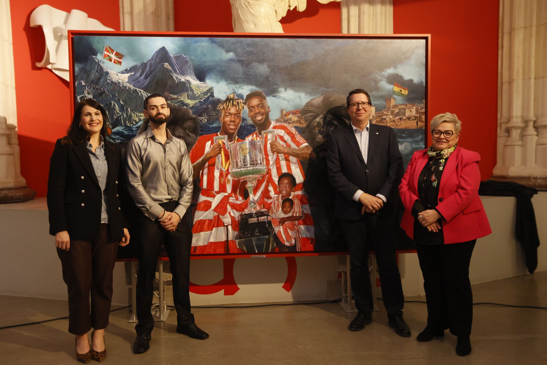 La presentación ha contado con Leixuri Arrizabalaga, diputada de Euskera, Cultura y Deporte; Xabier Goiko, artista; Gonzalo Olabarria, Concejal de Gobernanza y Cultura del Ayuntamiento de Bilbao; y Sorkunde Aiarza, directora del Museo de Reproducciones Artísticas.