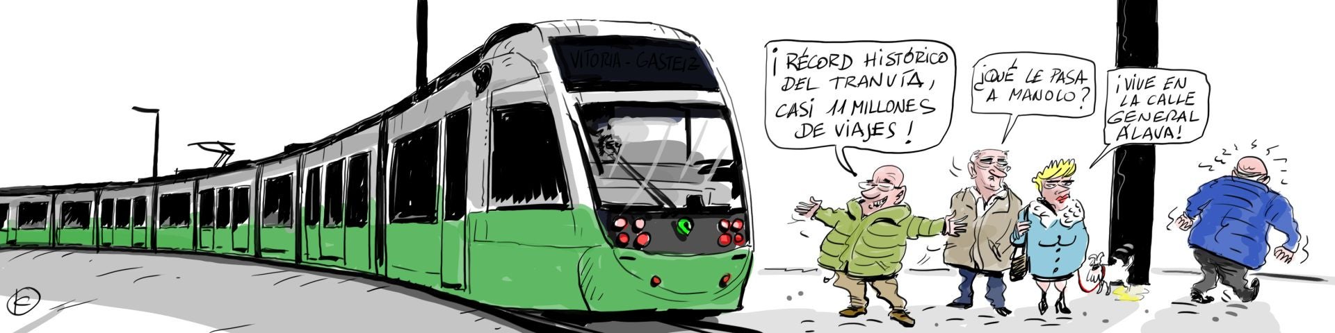La viñeta de Cerrajería sobre el récord de viajeros del tranvía de Vitoria
