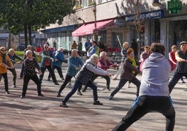 Un grupo de personas mayores hace ejercicio al aire libre en El Pilar.