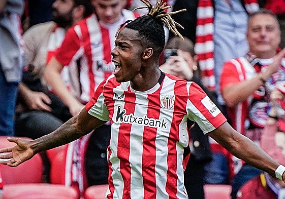 Nico Williams tras un espectacular gol en el que sortea a cinco rivales: «Aquí estoy»