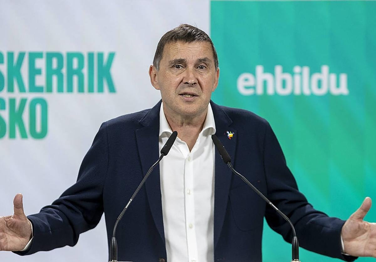 El coordinador general de EH Bildu, Arnaldo Otegi, en una rueda de prensa.