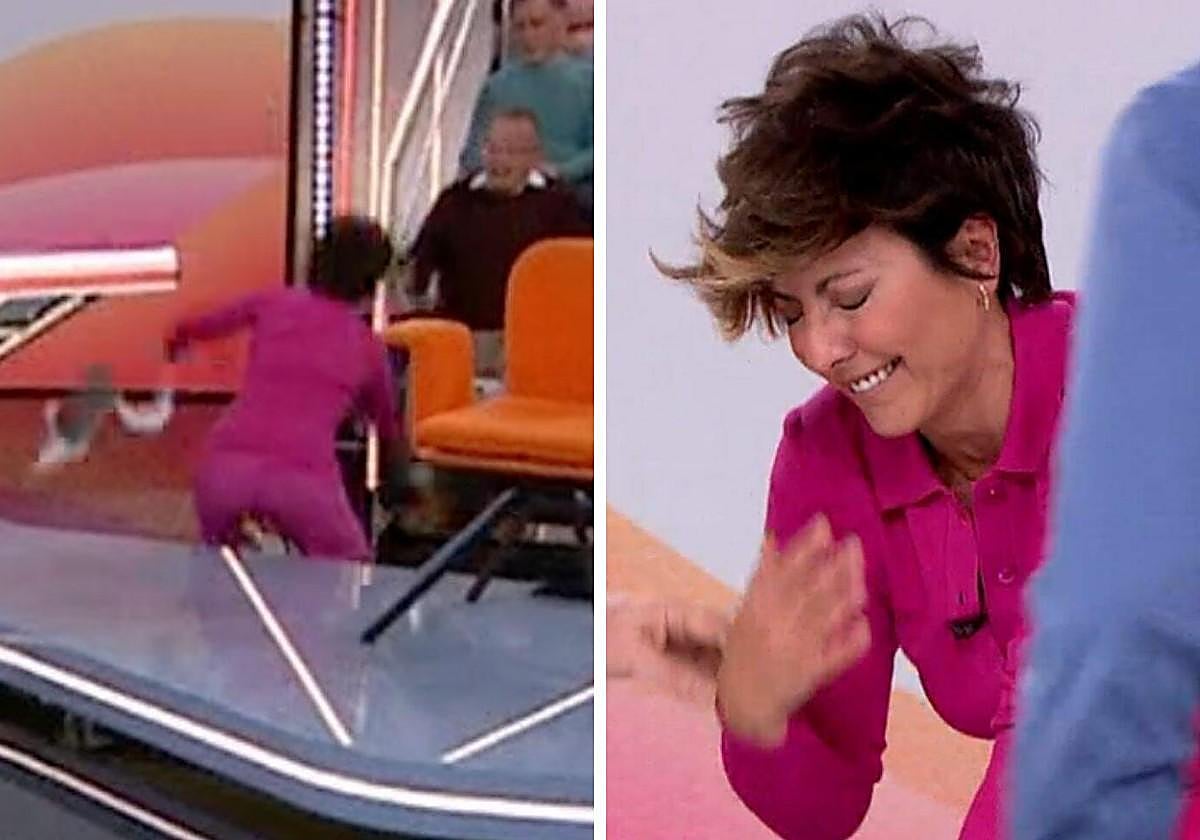 Aparatosa caída de Sonsoles Ónega en pleno directo