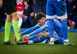 Martín fue sustituido ante el Girona por molestias en el isquiotibial.