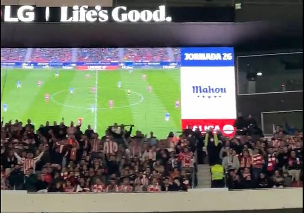 La afición del Athletic en el Metropolitano.