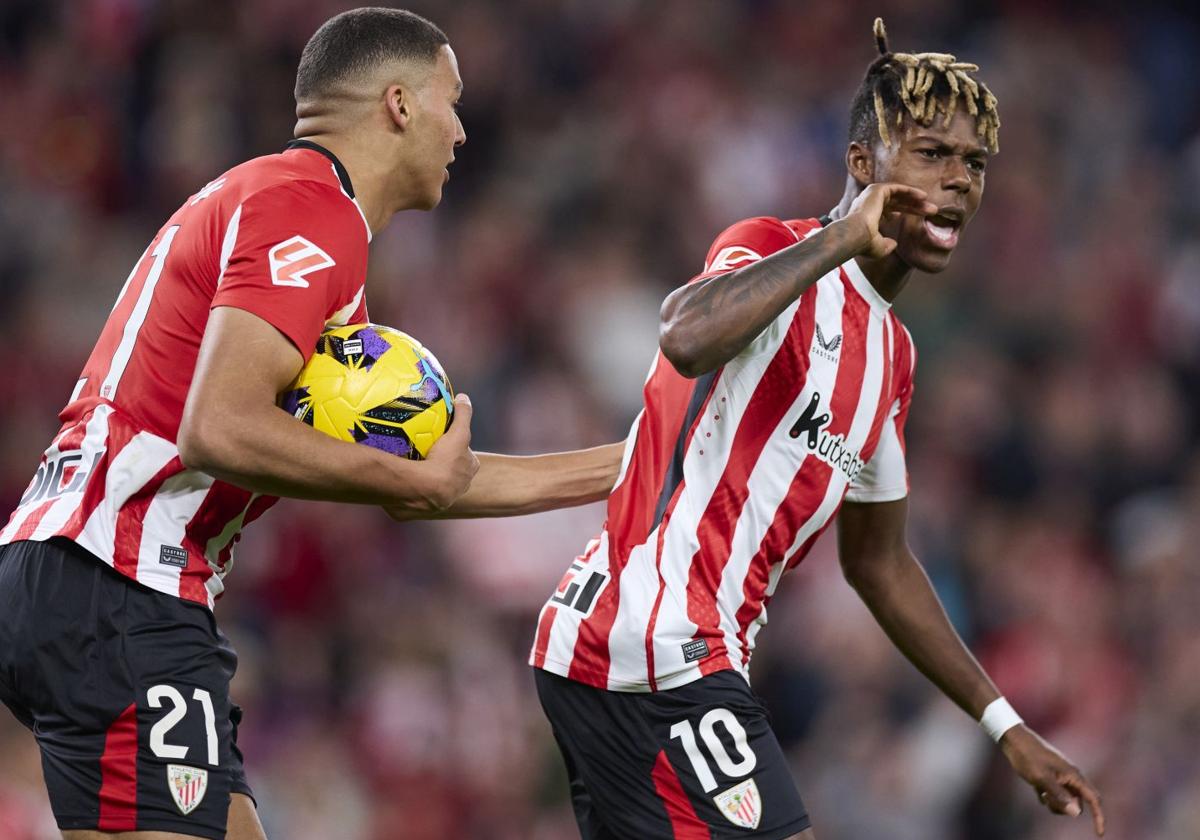 Nico bromea tras su primer gol de cabeza: «Dudo que vengan más»