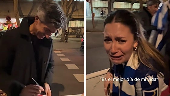 La divertida reacción de Imanol Alguacil tras firmar a una fan unos calcetines con una foto de su cara