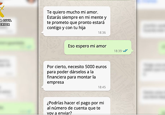 Extracto de una conversación entre un estafador y su víctima.