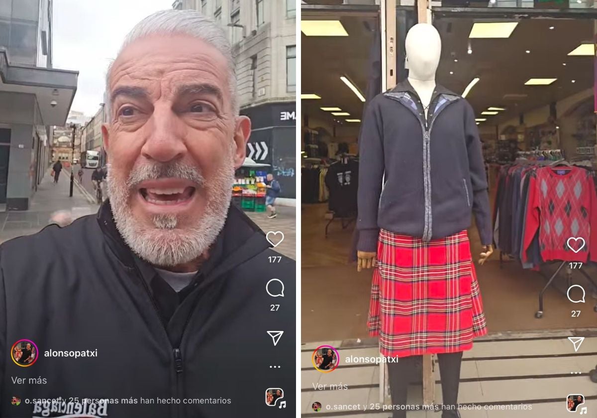 La apuesta de Patxi Alonso en Glasgow: camiseta del Athletic a juego con... ¡una falda escocesa!