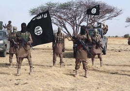 Miembros del autodenominado Estado Islámico en la provincia de África Occidental.