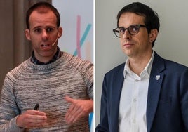 Aritz Otxandiano, a la izquierda, y Pello Otxandiano, portavoz de EH Bildu en el Parlamento vasco.