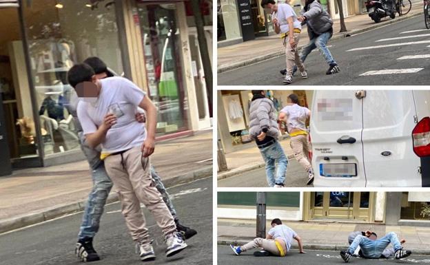 Secuencia de una de las escaramuzas protagonizadas por los dos clientes entre las 9.30 y las 10.30 horas de este viernes.
