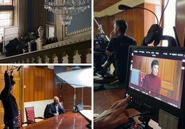 Imágenes del rodaje de 'Innnato' en el Consistorio de Vitoria.