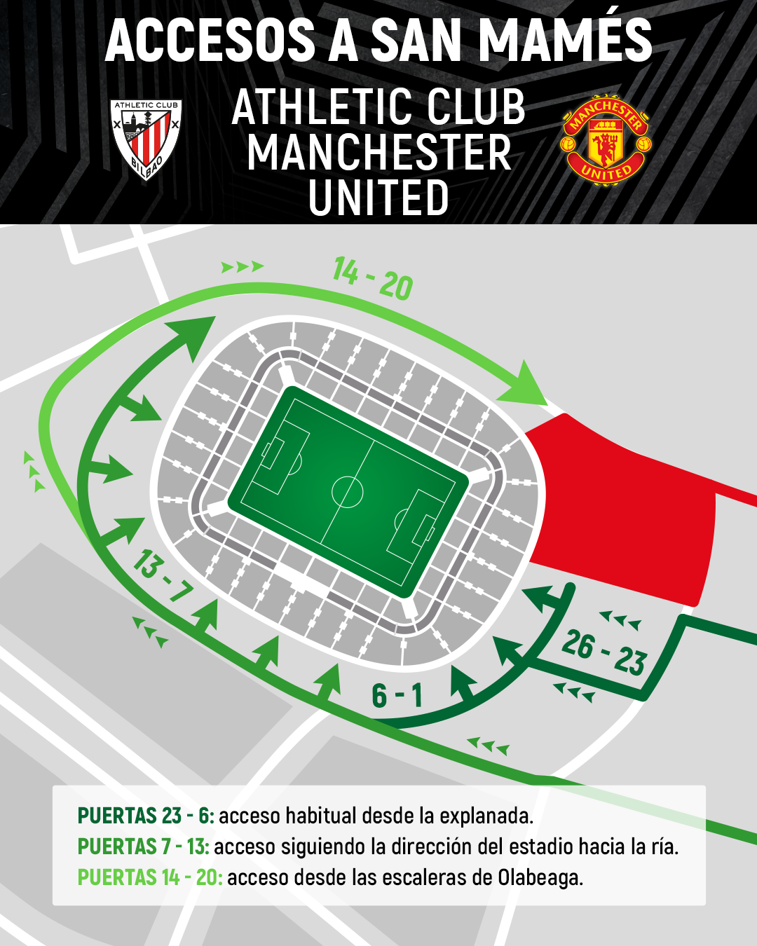 El Athletic pide a sus aficionados acudir a San Mamés «con la mayor antelación posible» por el protocolo de seguridad