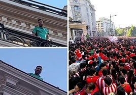 Los jugadores del Athletic repiten liturgia y salen a saludar al balcón del Carlton