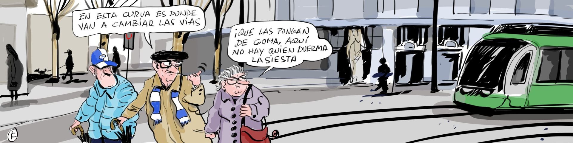 La viñeta de Cerrajería sobre la renovación de las vías del tranvía