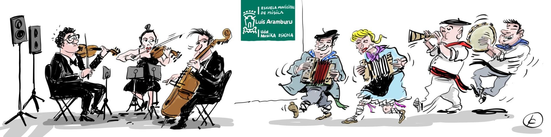 La viñeta de Cerrajería sobre la fusión de la Academia del Folklore y la Escuela de Música