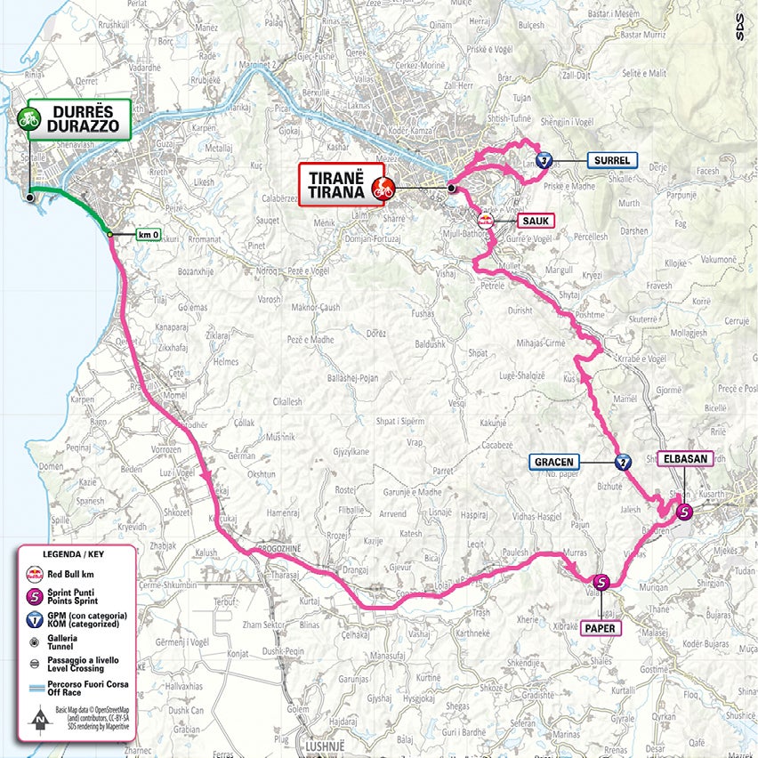 Mapa etapa 1 del Giro de Italia 2025.