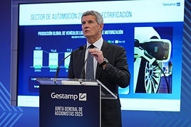 Francisco J. Riberas, presidente ejecutivo de Gestamp, durante la junta general de accionistas celebrada este jueves en Bilbao.