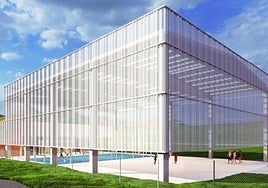 Recreación del futuro polideportivo, que se situará junto al campo de fútbol de Okondo.