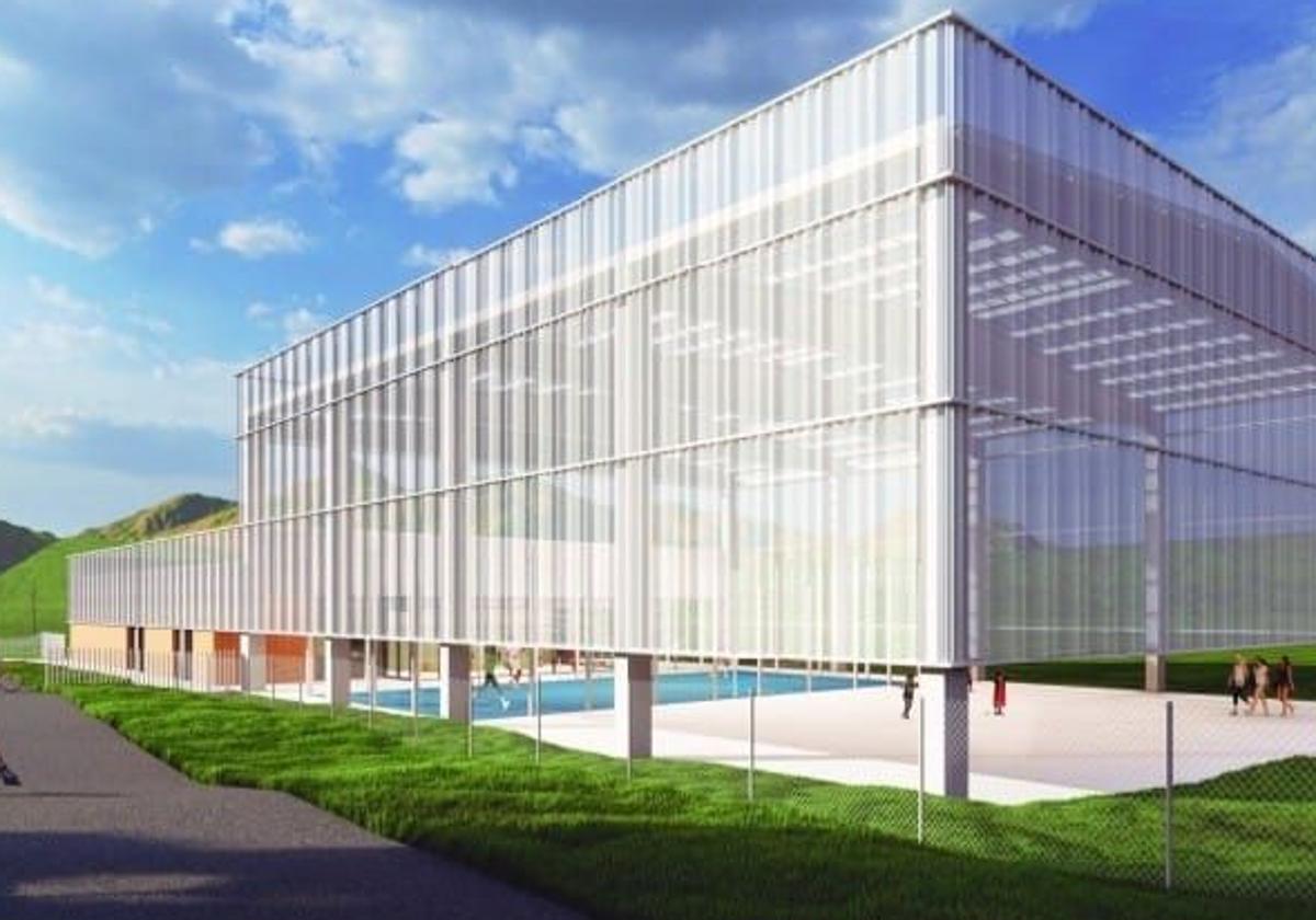 Recreación del futuro polideportivo, que se situará junto al campo de fútbol de Okondo.