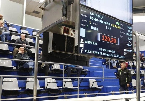 Imagen de la subasta celebrada esta mañana en la rula de Avilés.