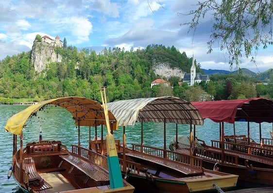 Barcas típicas en el Lago de Bled.