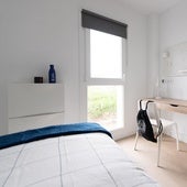 Una de las habitaciones de la residencia.