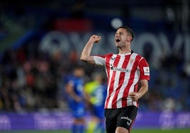 Guruzeta celebra el primer gol ante el Getafe.