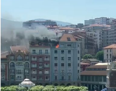 Alarma en Portugalete por un incendio en una terraza exterior