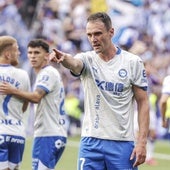 Kike García celebra con su gesto característico el gol de la victoria.