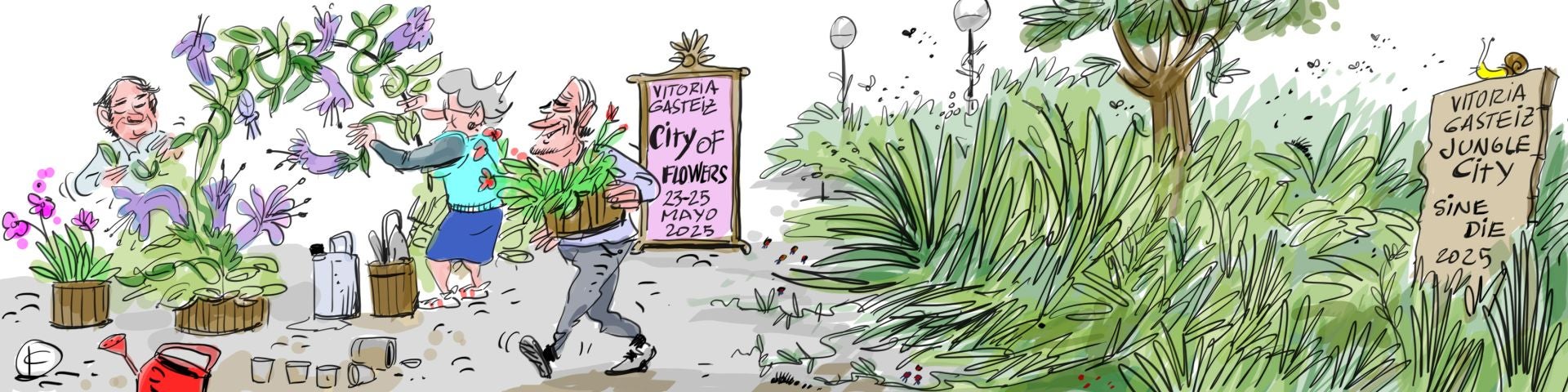 La viñeta de Cerrajería sobre el festival 'City of Flowers' de Vitoria