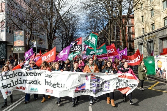 Manifestación en Bilbao durante la huelga del pasado 22 de enero.