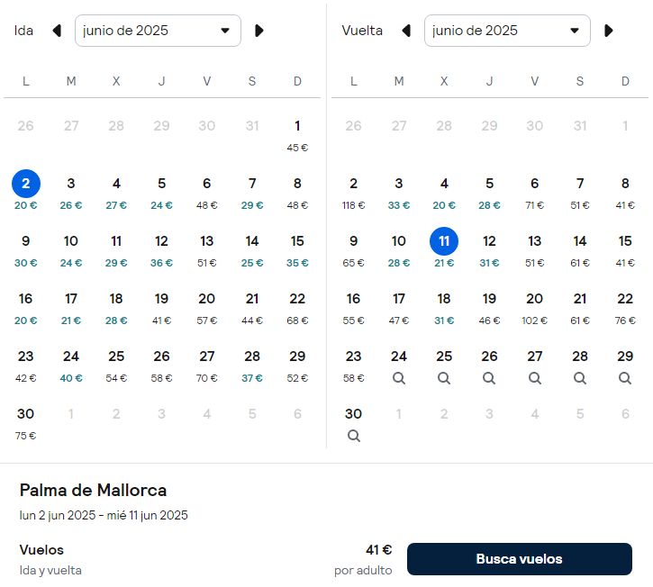 Vuelo directo Bilbao-Mallorca.