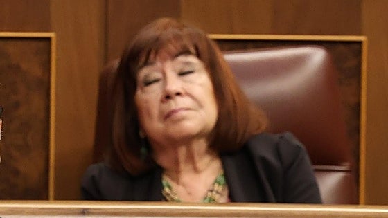 Cristina Narbona se queda dormida en su escaño del Congreso durante la sesión de control al Gobierno