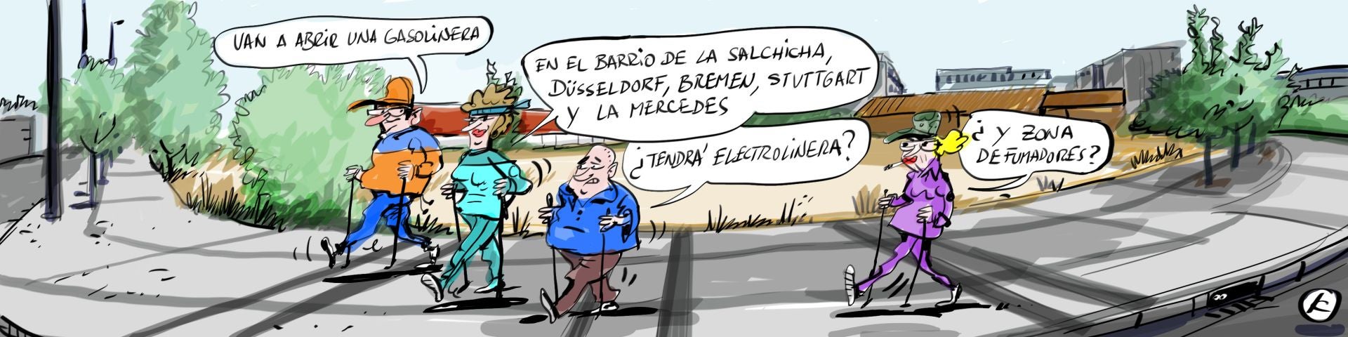 La viñeta de Cerrajería sobre la apertura de una gasolinera y un gimnasio entre Zabalgana y Mercedes