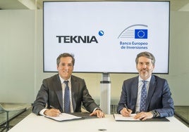 Javier Quesada, director general de Teknia, y Antonio Lorenzo, jefe de la División de Financiación para Empresas de España y Portugal del BEI.