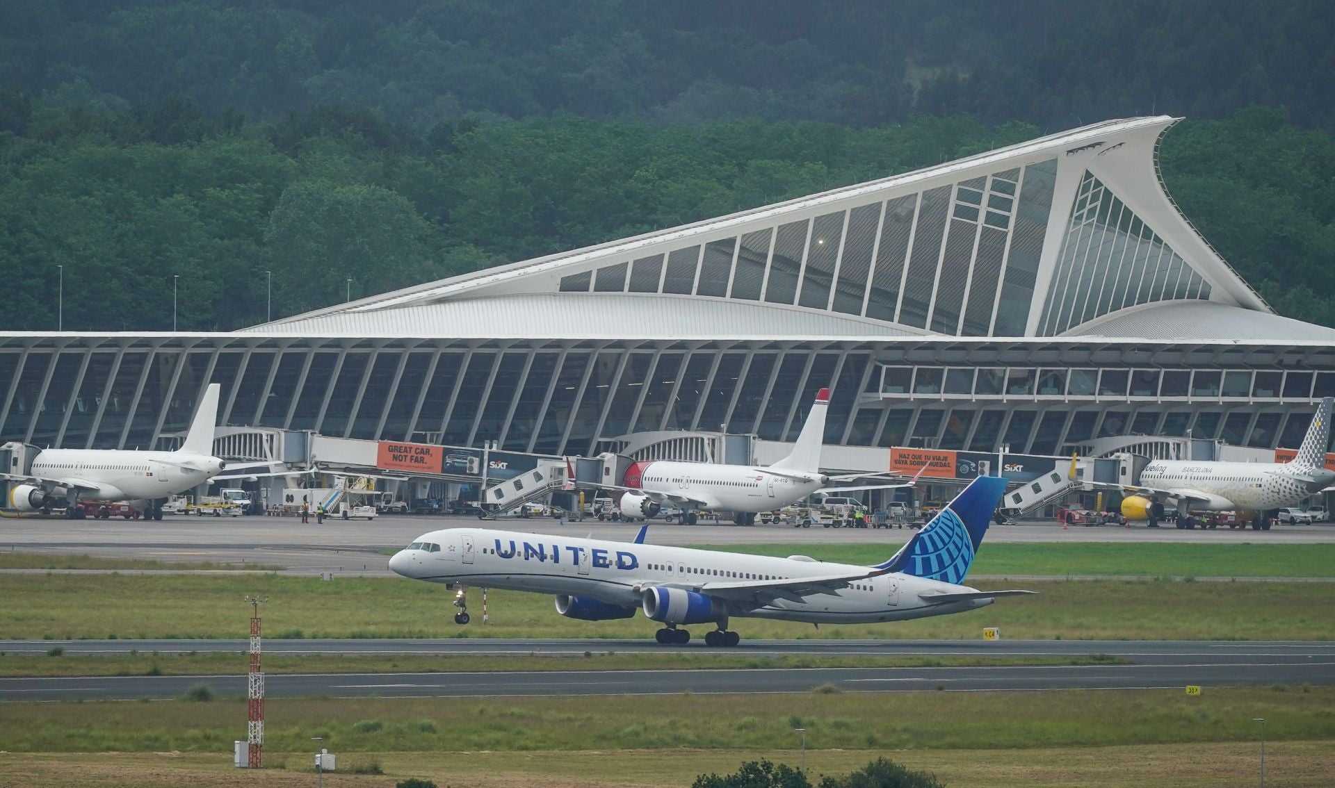 Las mejores imágenes del primer vuelo Nueva York-Bilbao de la historia