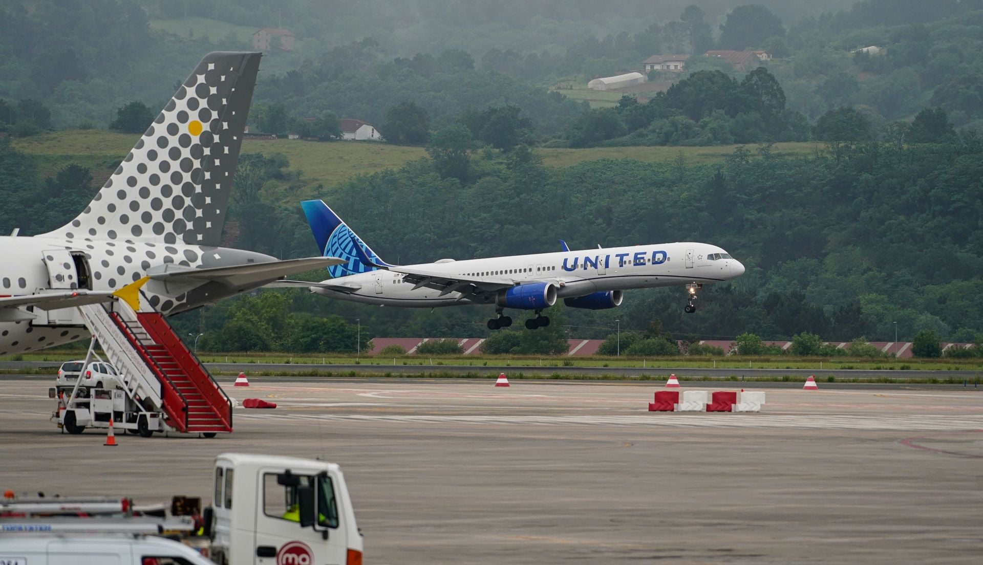 Las mejores imágenes del primer vuelo Nueva York-Bilbao de la historia