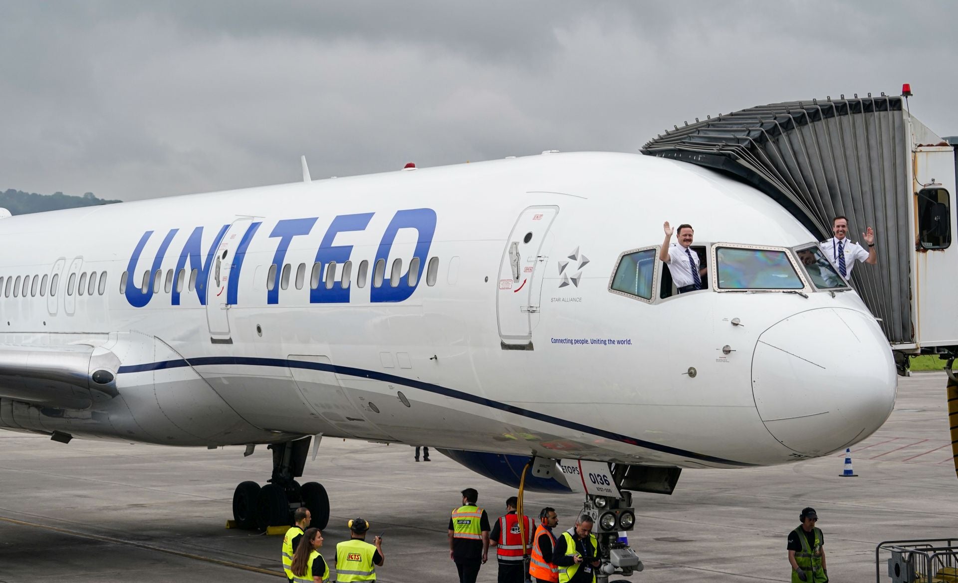 Las mejores imágenes del primer vuelo Nueva York-Bilbao de la historia