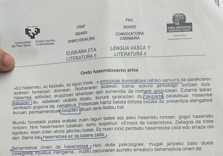 Examen de euskera de Selectividad 2025.