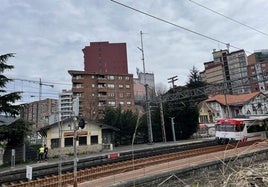 Vista de los trabajos en la estación de Bidebieta.