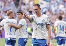 Kike García celebra en el José Zorrilla el gol de la permanencia del Deportivo Alavés.