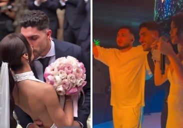 Omar Montes, fuegos artificiales, música flamenca, un piano cubierto de flores... Así fue la boda de cuento de Unai Núñez y Cintia Roldán