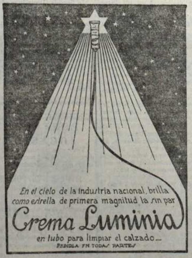 Publicidad de la crema Luminia para el calzado.
