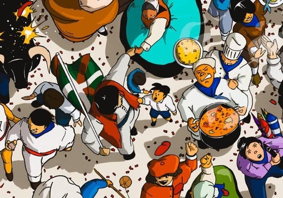 El cartel que anunciará la Aste Nagusia gana con los colores de la ikurriña cambiados