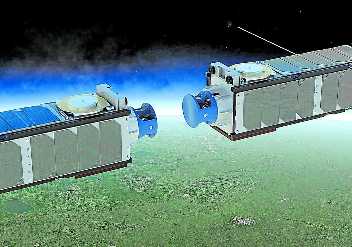 Recreación de los dos satélites que AVS enviará al espacio.