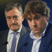Aitor Esteban y Eneko Andueza, en una foto de archivo en el Parlamento vasco.