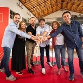 Andueza y los cinco consejeros del PSE en el Gobierno vasco, en un acto este sábado en Barakaldo.