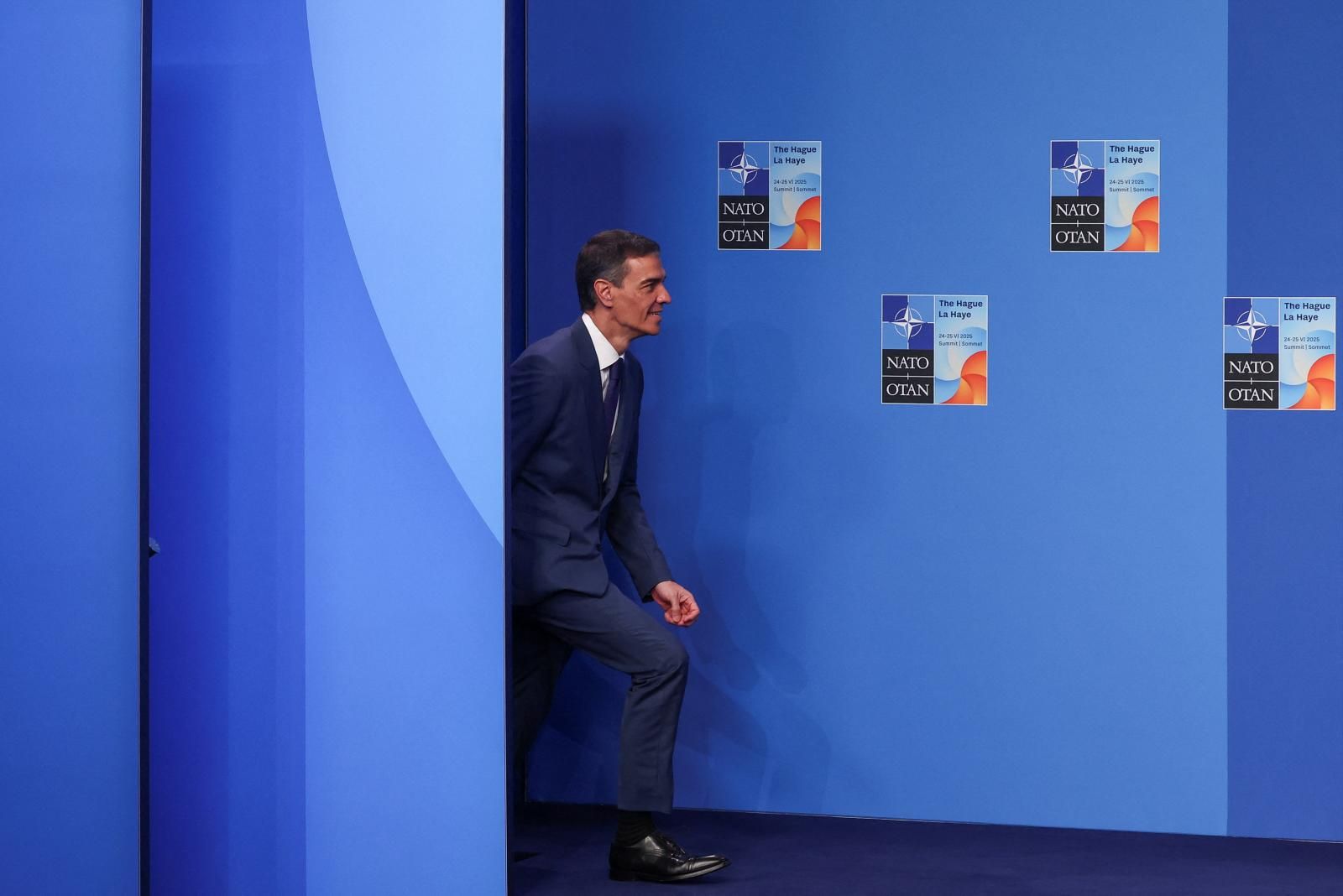 Sánchez, a su entrada en la foto de familia de la cumbre de la OTAN.