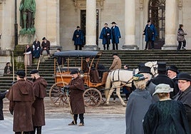 Rodaje de la película 'Sacamantecas', frente a la Casa Palacio de la Provincia.